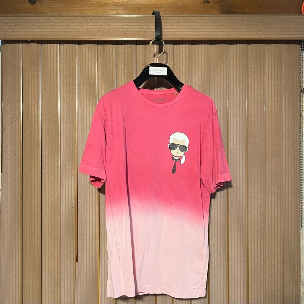 Karl Lagerfeld Dip Tie Dye Dark Pink Light Pink Tee Shirt New Without Tags